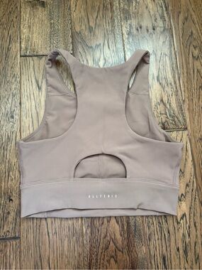 All Fenix Ribbed Racerback Sports Bra in Taupe